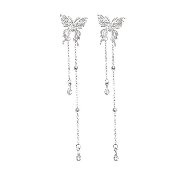 Cool style butterfly exaggerated long tassel earrings - Picture 6 of 6